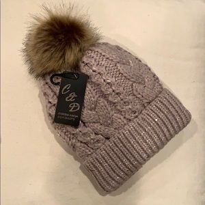 Fur-lined cable knit winter beanie